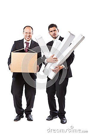 Carryng the boxes Stock Photo