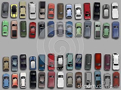 Cars from above Cartoon Illustration