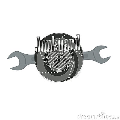 Cars Auto Service Logo and Sign. Wrench and Brake Disc Vector Illustration Vector Illustration