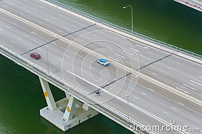 Cars on bridge highway, Singapore Stock Photo