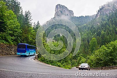 Cars and bus on the road, is one of the most spectacular drives in country Editorial Stock Photo