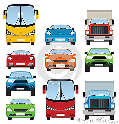 Cars collection (front view) Vector Illustration