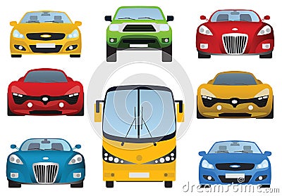 Cars collection (front view) Vector Illustration