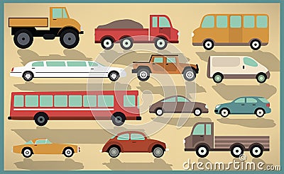Cars collection Vector Illustration