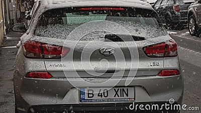 Cars covered in snow, first day of winter Editorial Stock Photo