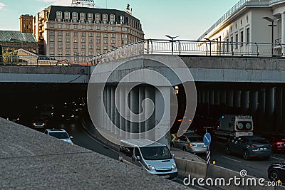 cars drive around the city Editorial Stock Photo