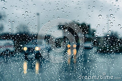 Cars driving through heavy rain Stock Photo