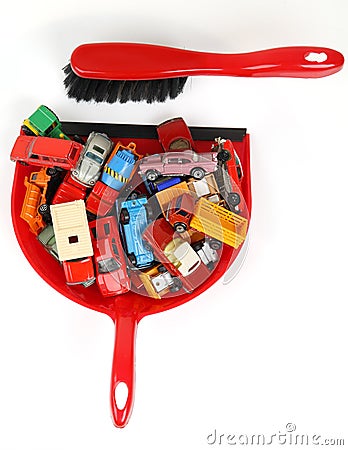 Cars on a dustpan Stock Photo