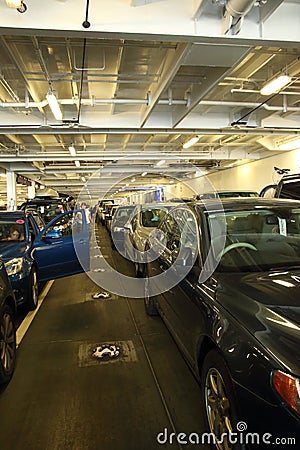 Cars on a Ferry crossing Editorial Stock Photo