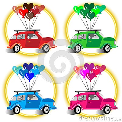 Cars and heart balloons Stock Photo