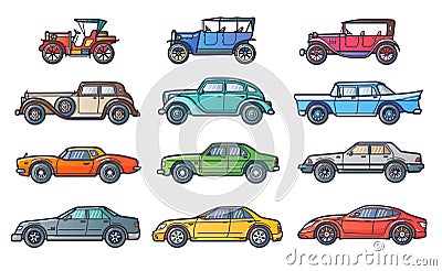 Cars history Vector Illustration