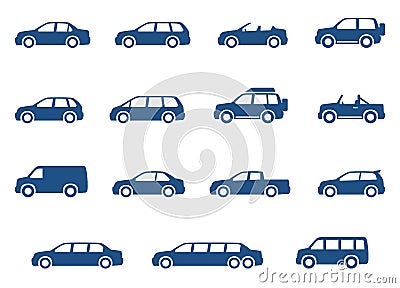 Cars icons set. Vector silhouettes Vector Illustration