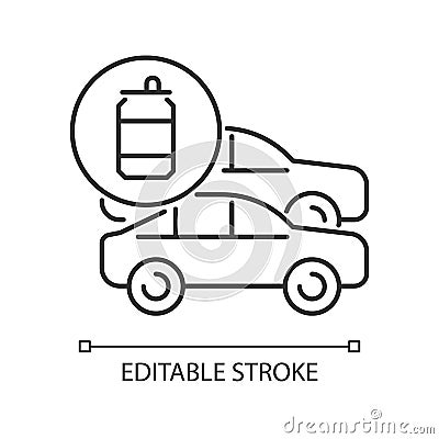 Cars made from recycled steel linear icon Vector Illustration