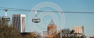 Aerial Tramway Portland Oregon Downtown City Skyline Cable Cars Stock Photo