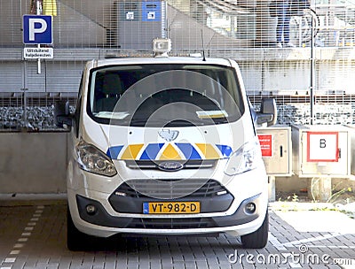 Cars of the railway security of the NS railways at Utrecht Editorial Stock Photo