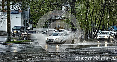 Cars and rain. Stock Photo