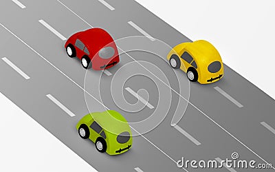 Cars on the road Cartoon Illustration