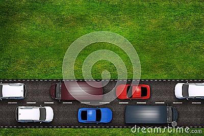 Cars on the Road Illustration Stock Photo