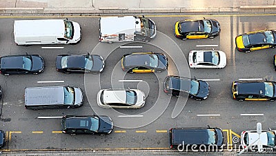 Cars on the road seen from above Editorial Stock Photo