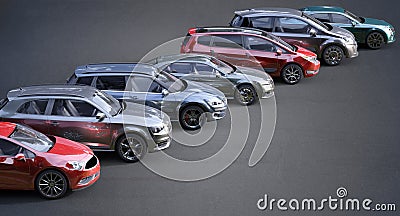 Cars in a row Stock Photo