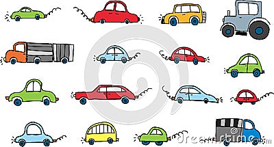 Cars set Cartoon Illustration