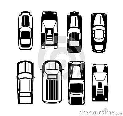 Cars silhouette Transport top view Vector Illustration