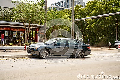 Cars stuck after flood rain water on the streets of Fort Lauderdale FL downtown district Editorial Stock Photo