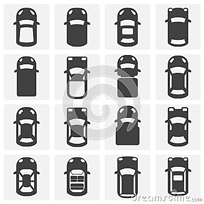 Cars top view icons set on background for graphic and web design. Simple illustration. Internet concept symbol for Vector Illustration