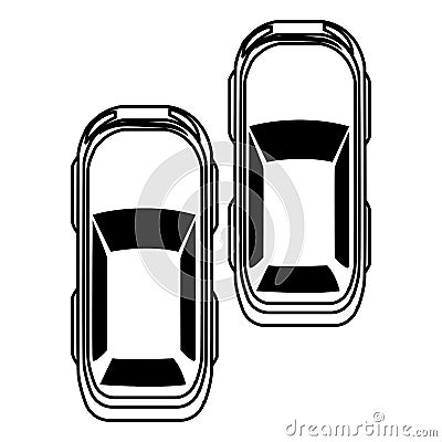 Cars transport sedan vehicles cartoon Vector Illustration
