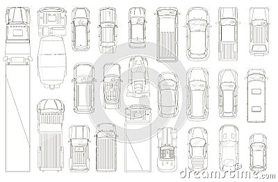 Cars and trucks. Various automobiles and trucks Vector Illustration