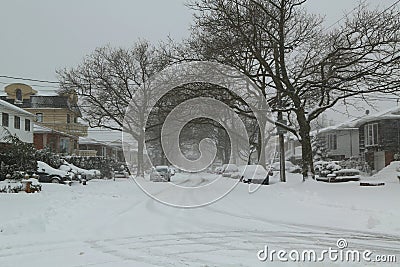 Cars under snow in Brooklyn after massive Winter Storm Editorial Stock Photo