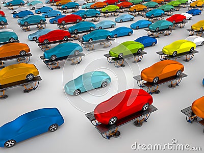 Cars on vehicle lifts Stock Photo
