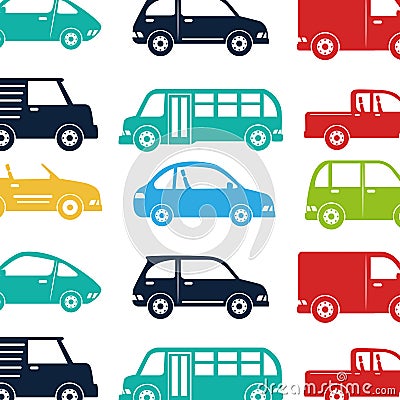 Cars vehicles pattern isolated icon Vector Illustration