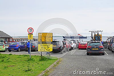 Cars waiting for ferry at ferry terminal Editorial Stock Photo