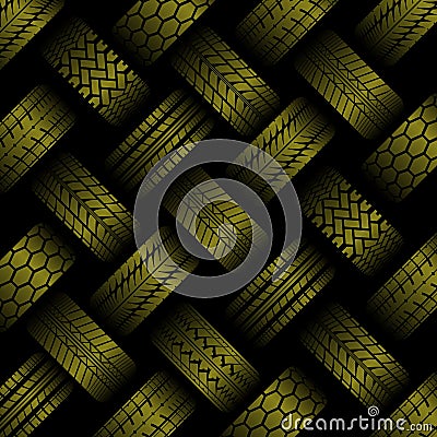 Cars yellow tire tracks background Vector Illustration
