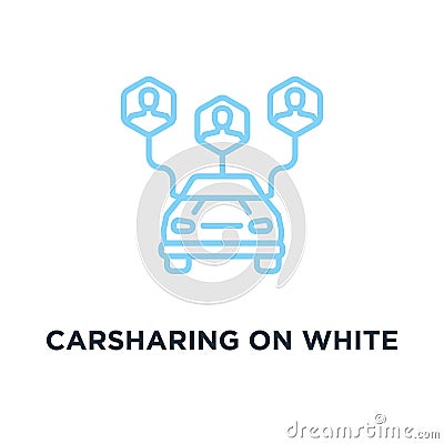 carsharing on white icon. linear style concept symbol design, ve Vector Illustration