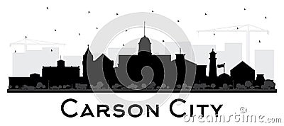 Carson City Nevada City Skyline Silhouette with Black Buildings Isolated on White Stock Photo