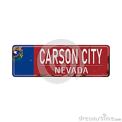 Carson City red road sign isolated on white background Vector Illustration