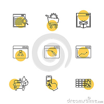 cart ,dropbox , windows , ui , layout , web , user interface , Vector Illustration