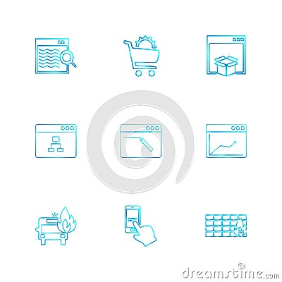 cart ,dropbox , windows , ui , layout , web , user interface , Vector Illustration