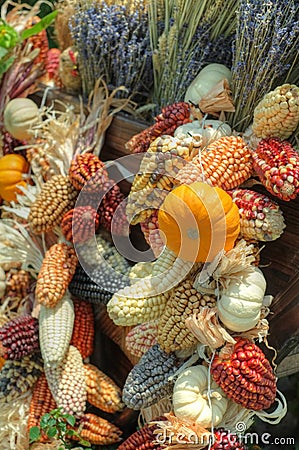 Cart filled Bountiful Autumn Harvest Stock Photo