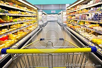Cart at the Grocery Store Stock Photo