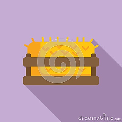 Cart hay bale icon flat vector. Farming food country Vector Illustration