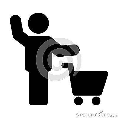 Cart icon vector male person shopping symbol in a flat color glyph pictogram Vector Illustration