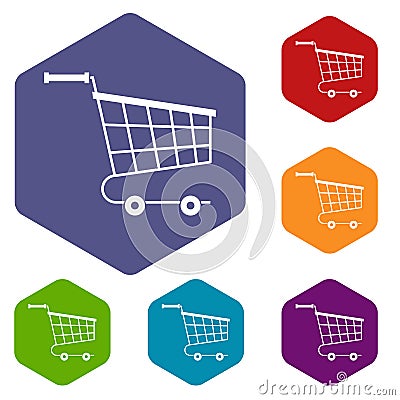 Cart icons set hexagon Vector Illustration