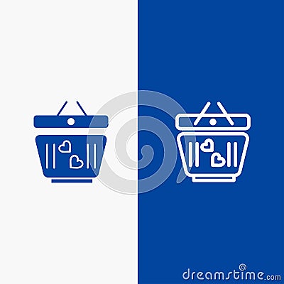 Cart, Love, Heart, Wedding Line and Glyph Solid icon Blue banner Line and Glyph Solid icon Blue banner Vector Illustration