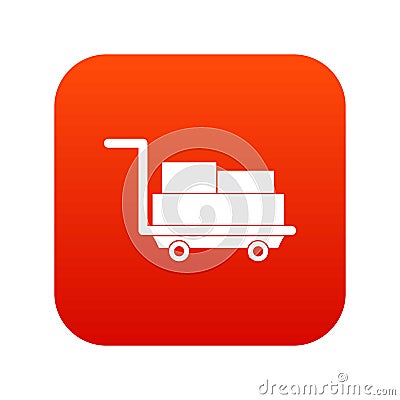 Cart with luggage icon digital red Vector Illustration