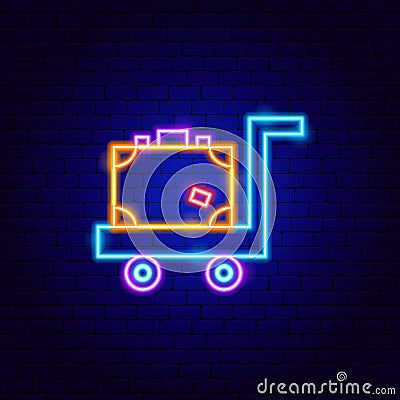 Cart Luggage Neon Sign Vector Illustration