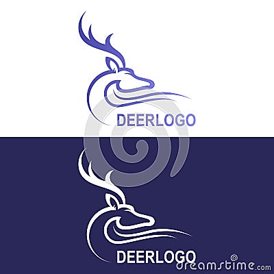 Deer stand logo icon designs, Outline deer line art logo Vector Illustration