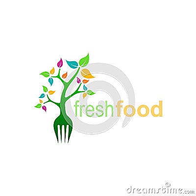 Fork tree logo design for restaurant Vector Illustration